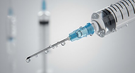 Syringe with Droplets - Medical Injection & Vaccination Close-up