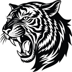 Roaring Tiger Silhouette Wildlife Art.