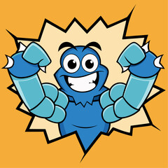 Powerful monster arms bursting through a cracked wall with dramatic effect