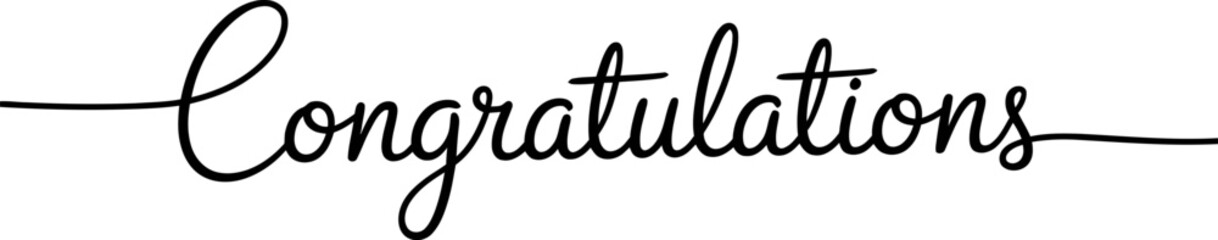 Elegant script word congratulations isolated on white background