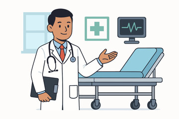 Hospital Doctors Walking Together Flat Illustration