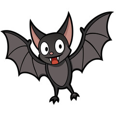 Fierce vampire bat with wide spread wings and exposed fangs perfect for halloween or spooky themes