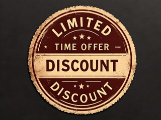 Obraz premium Retro-style discount label with vintage texture and stamp design. Ideal for handmade product branding, promotions, and retro-themed marketing visuals