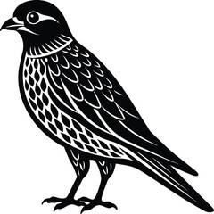 Single Merlin Bird Silhouette Vector Icon.