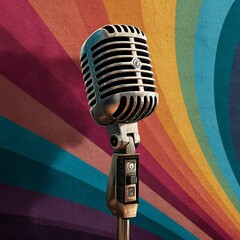 Classic Microphone Against Dynamic Colorful Abstract Background


