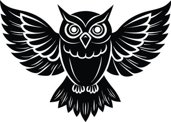 Obraz premium Single Owl Flying Silhouette Graphic.