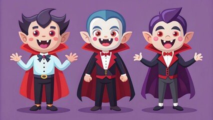 Three Cute Cartoon Vampires Standing