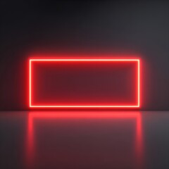 Fototapeta premium Red Glowing Rectangular Sign with Bright Neon Border