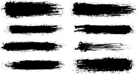 Grunge hand drawn brush stroke vector set.
