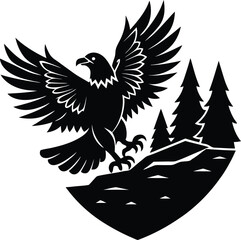 Wild Eagle Bird on Cliff Design.