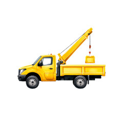 Naklejka premium Yellow tow truck with crane and load