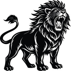 wild lion silhouette majestic pose.