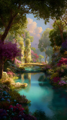 Utopian Dreamscape: Journey Through a Verdant Xanadu of Boundless Beauty and Serenity