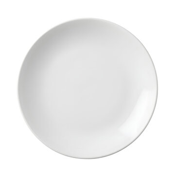 Empty white plate, top view. Simple, clean, and minimalist design, isolated on white or transparent background. PNG