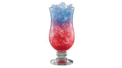 Layered Mocktail Beverage with Ice and Fruit Garnish – Isolated