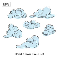 Hand-drawn Cloud Set with Shading