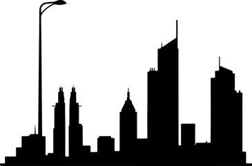 Obraz premium city skyline silhouette, kyline, city, silhouette, vector, cityscape, buildings, building, architecture, skyscraper, tower, illustration, urban, sky, black, business, town, dubai, night, chicago, trav