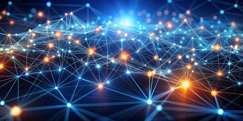 Business Network connection concept with abstract Digital network lines and glowing nodes, 32k Details Resolution