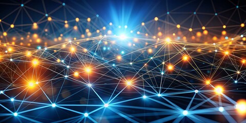 Business Network connection concept with abstract Digital network lines and glowing nodes, 32k Details Resolution