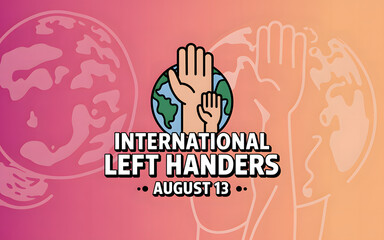 Obraz premium International left handers day celebration with globe and hands