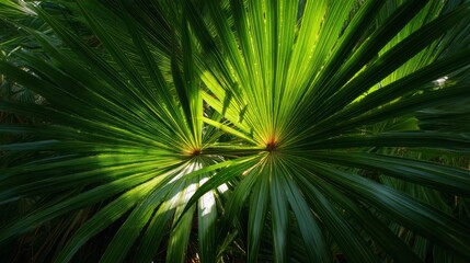 Lush Green Tropical Foliage Close Up