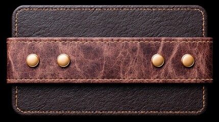 Textured dark brown leather wallet with a distressed brown leather strap and brass snap closures