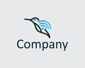 humming bird logo creative design concept connect network