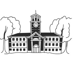 Flat School Building Front View &ndash; Back to School Vector Illustration