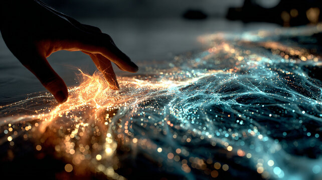 Human Hand Touching Flowing River of Digital Data - Futuristic Technology and AI Concept

Human Hand Touching Flowing River of Digital Data - Futuristic Technology and AI Concept

 - Powered by Adobe