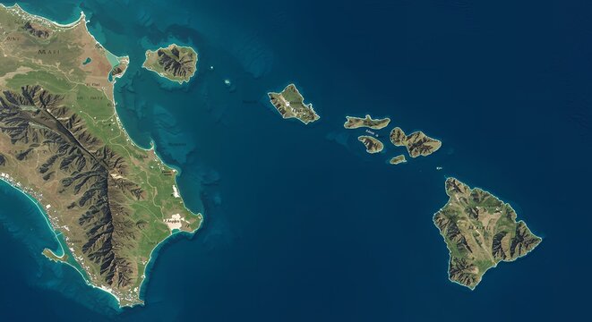 High-Resolution Maui Island Map with Clean Overhead Composition