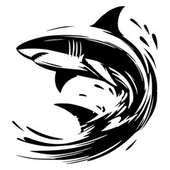 Silhouette of a fighting shark