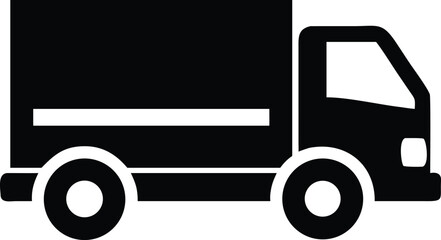 Simple Black and White Illustration of a Delivery Truck on White