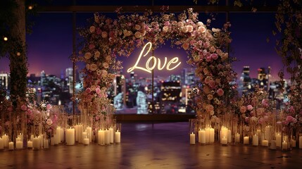 Elegant Wedding Arch with Lanterns and Floral Accents