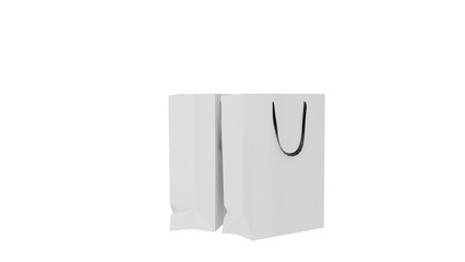 3D Render a white bag with a black handle
