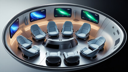 Futuristic interior design spaceship interior space station spacecraft space travel technology concept