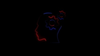 Human mind silhouette with gears conceptually representing cognitive processes and intelligence