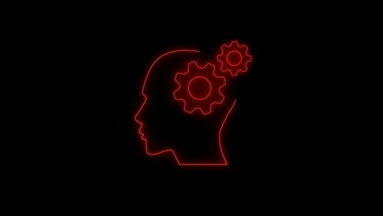 Human head silhouette with gear shapes illustrating mental processes and cognitive thinking