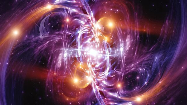 Cosmic Energy Swirl with Neon Galactic Light Trails