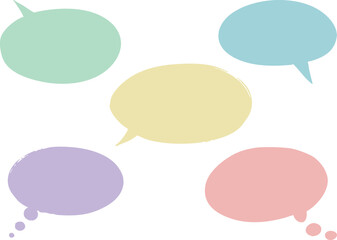 Pastel Oval Speech Bubble Illustration Set. Collection of pastel-colored oval speech bubbles in vector format, ideal for communication, messaging, and design use.