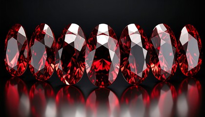 Red ruby gemstones collection shiny jewelry background