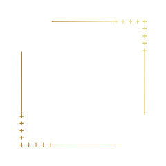 Gold gradient thin line with stars square frame element..
