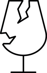Broken Glass Outline Line Icon for Graphic and Web Design, Apps, Adverts, Various Cards