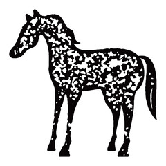 スタンプ風の馬イラスト素材