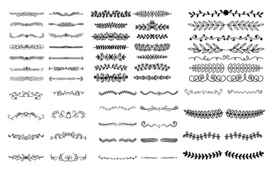 Set of decorative divider elements. Divider ornament, borders, doodle, separators, page dividers, header