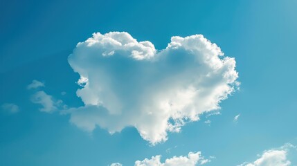 A heart-shaped cloud in a clear blue sky.