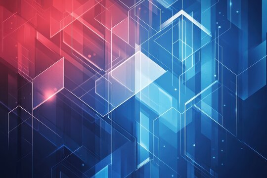 Abstract geometric design with intersecting shapes and vibrant colors.