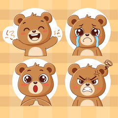 Cute Bear Emotions Set vector


