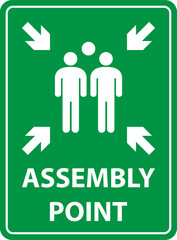 Fire assembly point sign, gathering point signboard, emergency evacuation for graphic design, logo,...