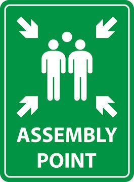 Fire assembly point sign, gathering point signboard, emergency evacuation for graphic design, logo, web site, social media, mobile app, ui illustration