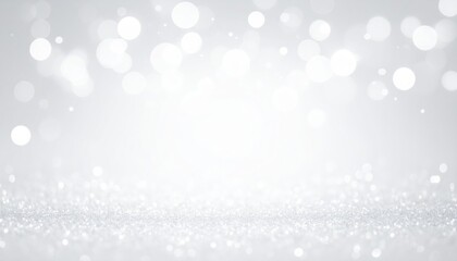 Fototapeta premium Abstract silver Christmas background with sparkling snowflakes and festive bokeh lights